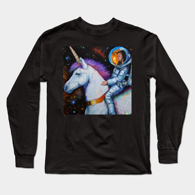 astronaut riding unicorn Long Sleeve T-Shirt by Tee-Short